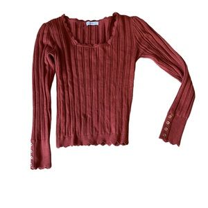 Long sleeve square, neck, top size large